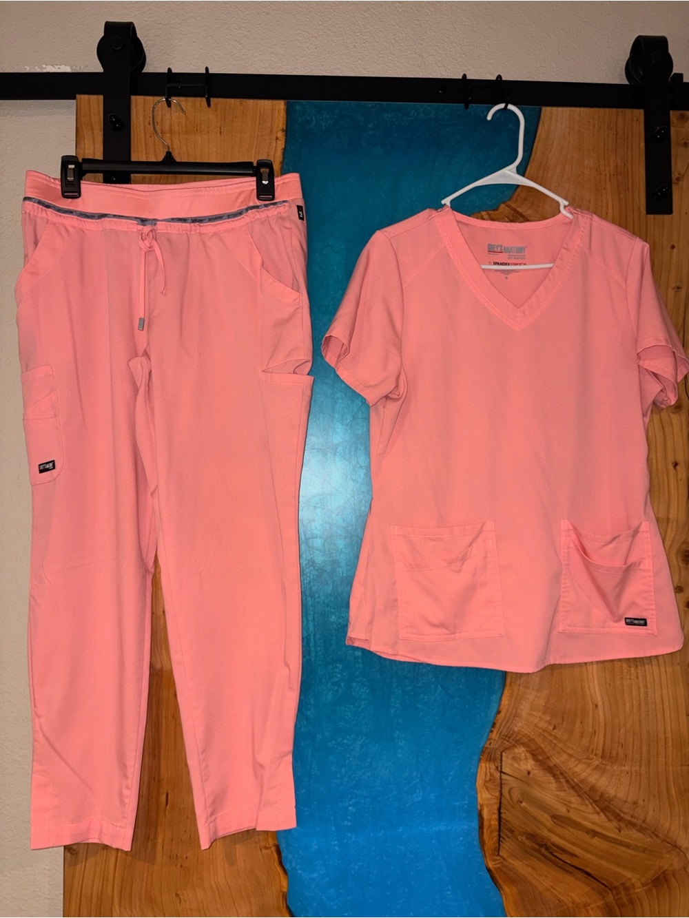 Grey's Anatomy Pink/peach Scrub Top and Pants Set